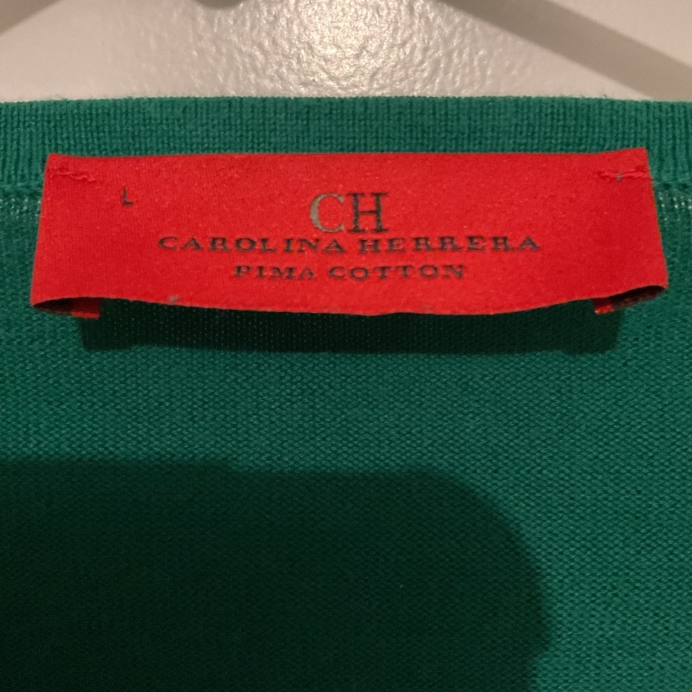 Carolina Herrera Green V-Neck Sweater - Picture 4 of 8